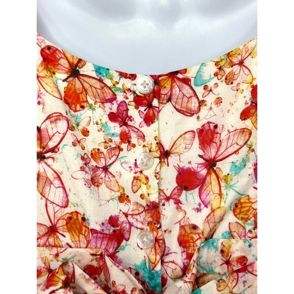 Pastourelle NYC Girls’ Dress 6 Butterfly Print Fit Flare Ruffle Cap Sleeve Ties - Picture 11 of 16